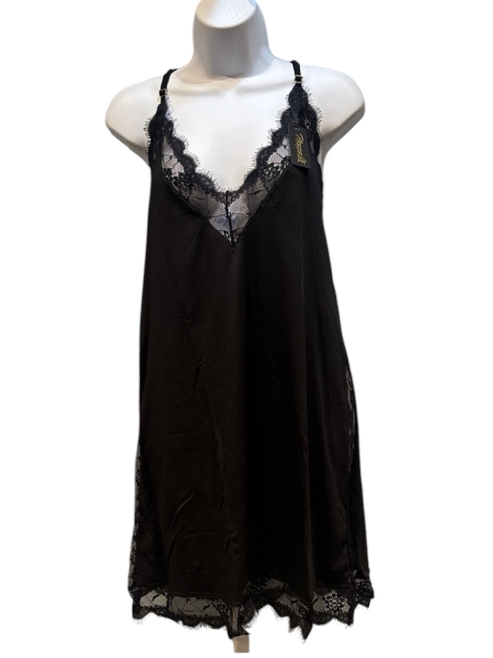 Mapale Butterfly Black Babydoll Slip Dress with G-string XLarge New with Tags